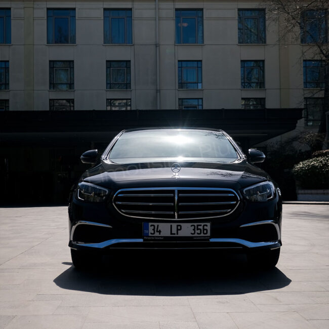 Front View of Luxury Mercedes E-Class Sedan