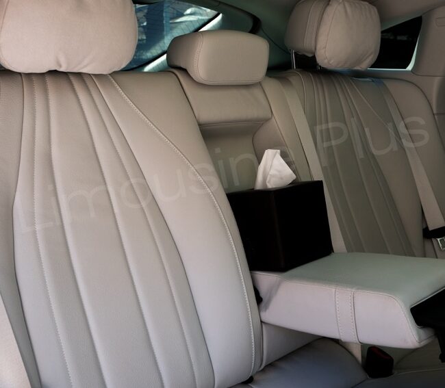 Luxury Mercedes EQS Electric Sedan Interior with Rear Amenities