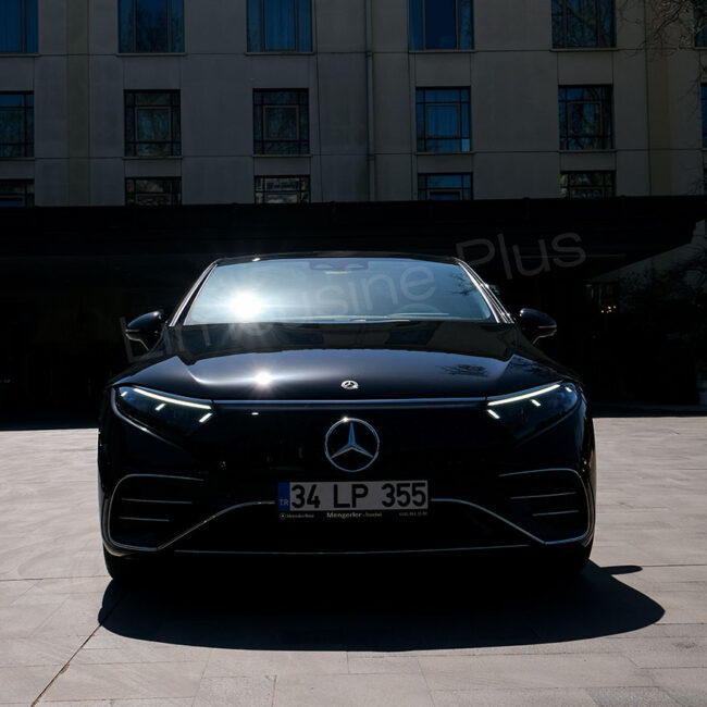 Front View of Luxury Mercedes EQS Electric Sedan