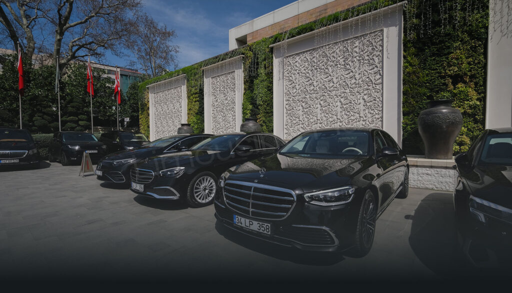 Luxury Mercedes Fleet at Hotel Entrance