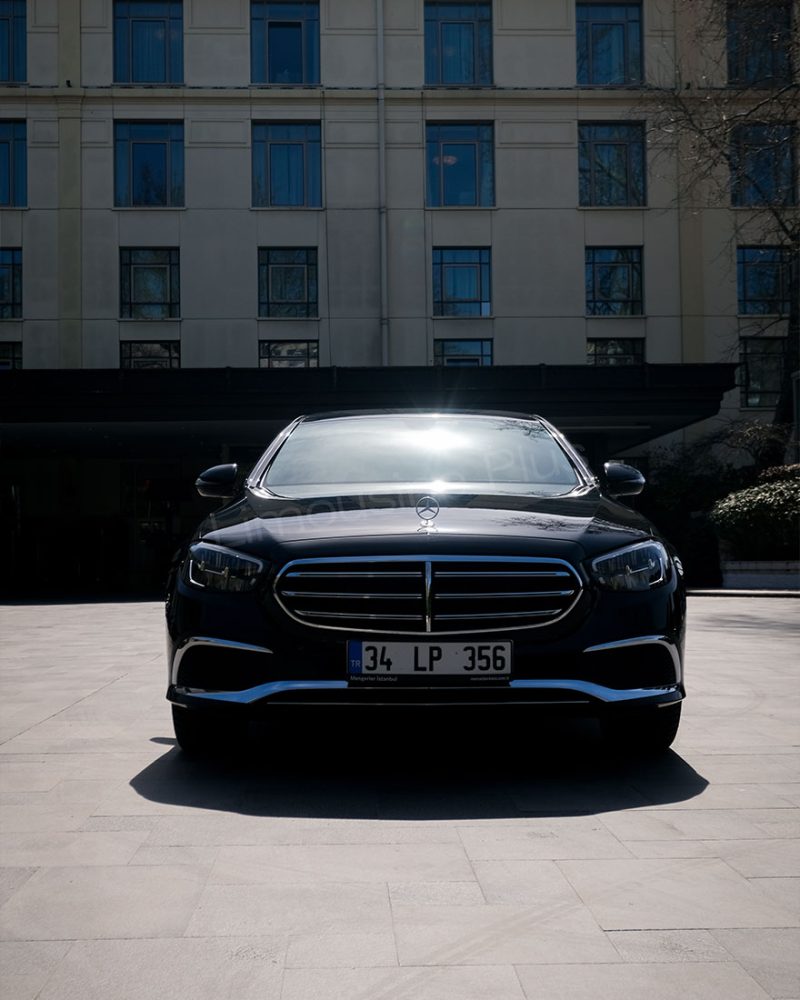 Front View of Luxury Mercedes E-Class Sedan
