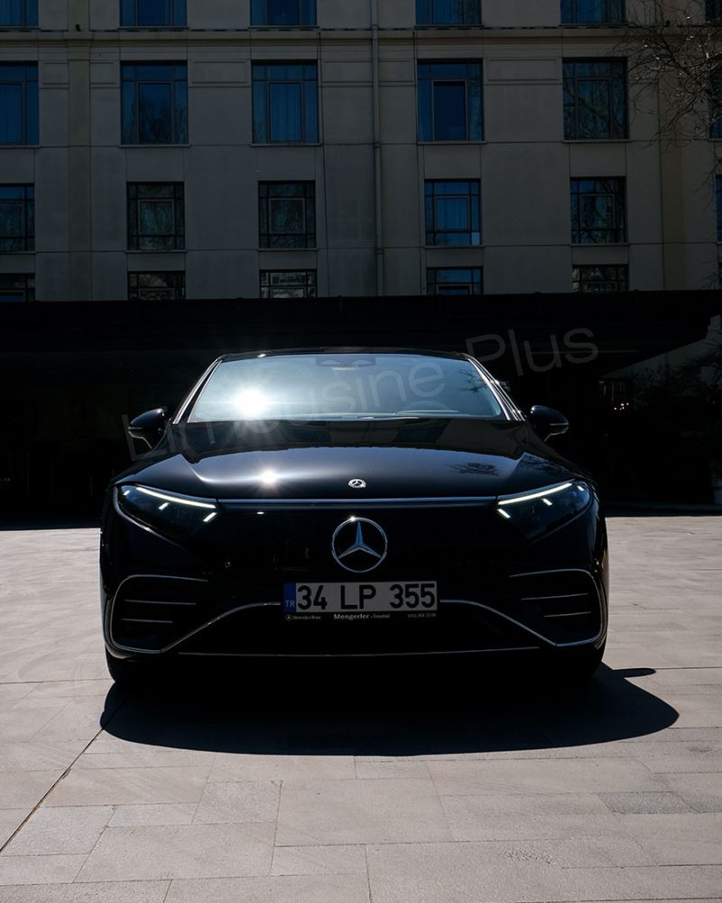 Front View of Luxury Mercedes EQS Electric Sedan
