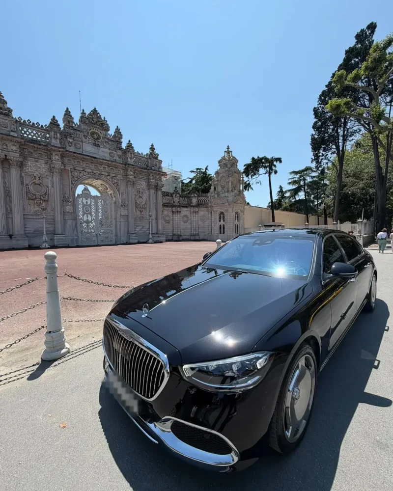 Mercedes-Maybach S-Class chauffeur car in front of Dolmabahce Palace, Istanbul