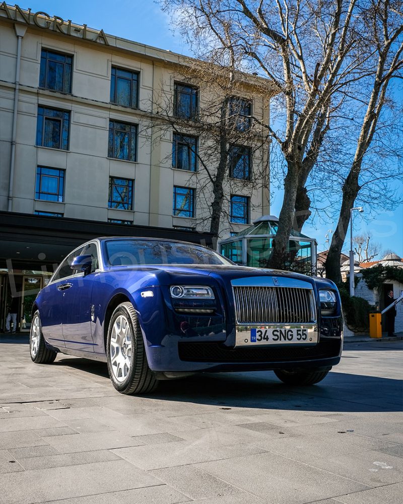Rear View of Luxury Rolls-Royce Ghost Sedan
